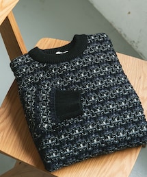 ツイードライク ボーダーニット