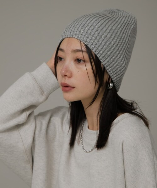 URBAN RESEARCH Sonny Label（アーバンリサーチサニーレーベル）の「ラメニットワッチ（ニットキャップ/ビーニー・レディース・Lグレー/グレー/ネイビー・one）」の6枚目の写真