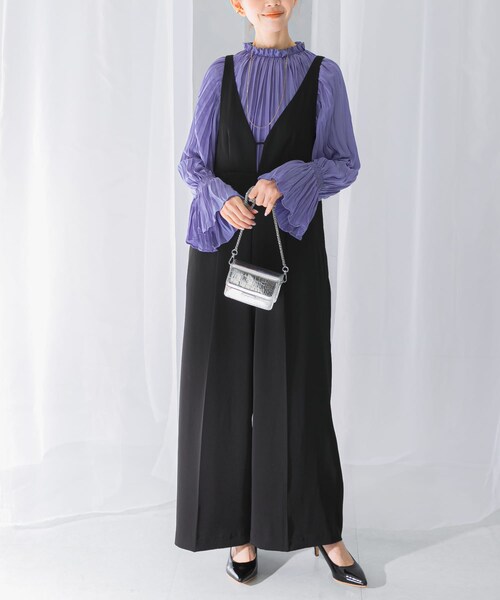 URBAN RESEARCH ROSSO（アーバンリサーチロッソ）の「ワイドパンツデザインオールインワン（サロペット/オーバーオール・レディース・BLACK/BEIGE・36/38）」の4枚目の写真