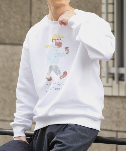 ITEMS URBANRESEARCH（アイテムズ アーバンリサーチ）の「OJISAMPO スウェットトップス（スウェット・メンズ・BIKE WHITE/BIKE BLACK/WALK WHITE/WALK BLACK・M/L）」の10枚目の写真