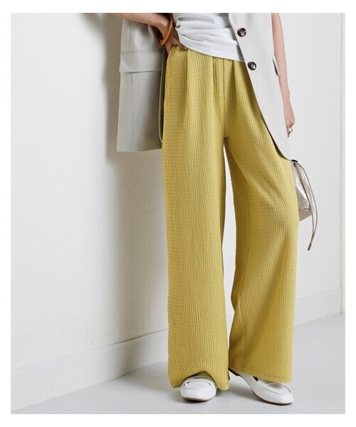 nissen（ニッセン）の「ぽこぽこテクスチャーイージーワイドパンツ（UVカット）＜大きいサイズ有＞（スウェットパンツ・レディース・黒/ライトベージュ/ピスタチオ/ラズベリー/アイビーグリーン/ココナッツブラウン・S/M/L/LL/3L/4L/5L/6L/8L/10L）」の9枚目の写真