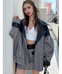 GYDA | 【セット着用】mix material BIGライダースジャケット(ライダースジャケット)