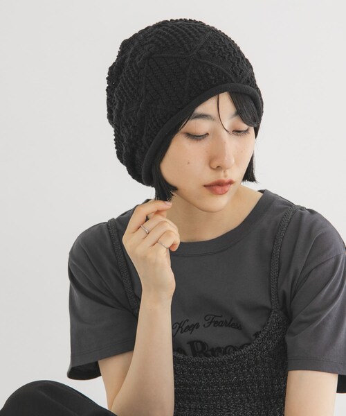 KBF（ケイビーエフ）の「パターンイージーニットビーニー（ニットキャップ/ビーニー・レディース・IVORY/BLACK・One）」の10枚目の写真