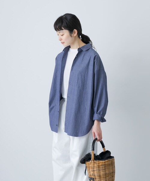 かぐれ（カグレ）の「ハイツイストコットンレギュラーシャツ（シャツ/ブラウス・レディース・BLUE/NAVY・Free）」の18枚目の写真