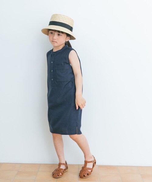 URBAN RESEARCH DOORS（アーバンリサーチドアーズ）の「リネンレーヨンノースリーブワンピース(KIDS)（ワンピース・キッズ・NAVY/BLUE・105/120/135）」の8枚目の写真