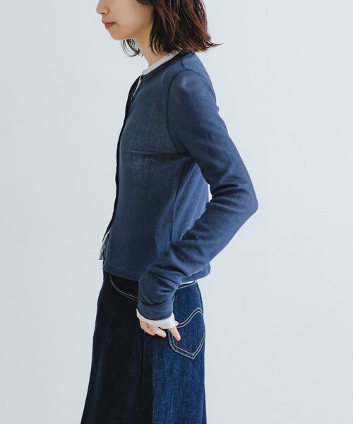 URBAN RESEARCH（アーバンリサーチ）の「『MADE IN JAPAN』シアーテレコショートカーディガン（カーディガン/ボレロ・レディース・NAVY/WHITE/BUTTER・FREE）」の19枚目の写真