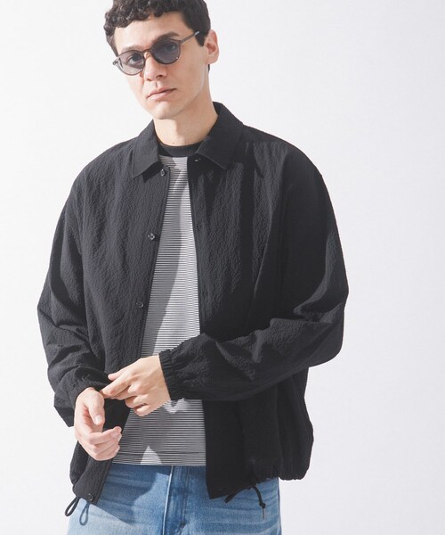 URBAN RESEARCH Sonny Label（アーバンリサーチサニーレーベル）の「シアサッカーコーチジャケット（ブルゾン・メンズ・ブラック/ネイビー/グリーン・M/L）」の4枚目の写真