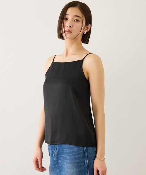 ROPE'（ロペ）の「サテンコンビジャージーキャミソール/イージーケア（キャミソール・レディース・ブラック/オフホワイト・F）」の7枚目の写真