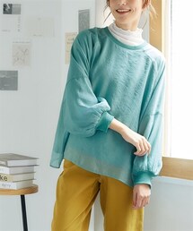 nissen | 大きいサイズ  ゆるシルエットシア―コンビスウェットトップス(Tシャツ/カットソー)