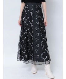 MERCURYDUO | チュール刺繍ブーケ柄フレアスカート【WEB限定サイズあり】(スカート)