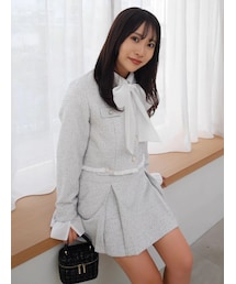 dazzlin | 2WAYシングルツイードジャケット(ノーカラージャケット)