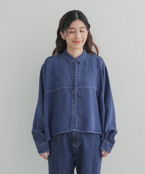 URBAN RESEARCH DOORS（アーバンリサーチドアーズ）の「デニム切替ショート丈シャツ 26AW（シャツ/ブラウス・レディース・INDIGO/ONE WASH・Free）」の21枚目の写真