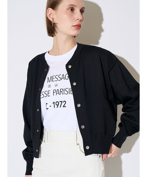 ELENDEEK（エレンディーク）の「KNIT BLOUSON（ブルゾン・レディース・オフホワイト/ブラック/レッド・F）」の6枚目の写真