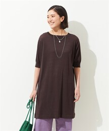 nissen | 大きいサイズ洗濯機で洗えるさらっと軽いひんやりニットチュニック（ＵＶカット・接触冷感・遮熱・毛玉防止）(チュニック)