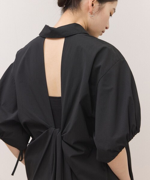 ADAM ET ROPE'（アダムエロペ）の「ハーフスリーブタフタワンピース（シャツワンピース・レディース・ブラック/ダークブラウン・F）」の19枚目の写真