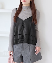 VIS | 【WEB限定】サテンフリルビスチェ/2WAY(キャミソール)