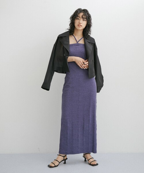 ADAM ET ROPE'(アダムエロペ)の「【Miller for ADAM ET ROPE'】Cup付 Camisole One-piece(ワンピース・レディース・ブラック/ベージュ/パープル系・F)」の10枚目の写真