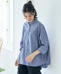 nissen | ＜大きいサイズ＞綿１００％柔らか７分袖ドルマンゆるシャツチュニック(チュニック)