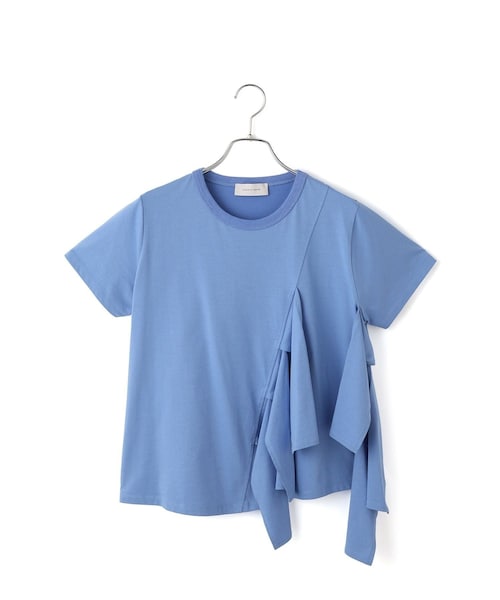ADAM ET ROPE'(アダムエロペ)の「【サステナブル】リボンプルオーバー/接触冷感/UVカット/吸水速乾(Tシャツ/カットソー・レディース・ホワイト/ダークブラウン/サックス・F)」の5枚目の写真