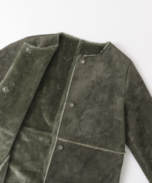 SENSE OF PLACE by URBAN RESEARCH（センスオブプレイスバイアーバンリサーチ）の「ノーカラームートンコート∴（ムートンコート・レディース・NAVY/GREIGE/KHAKI・FREE）」の14枚目の写真
