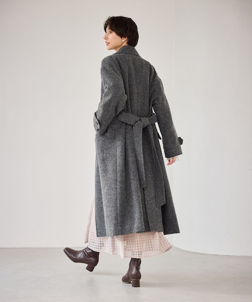 ROPE' PICNIC(ロペピクニック)の「JAPAN FABRIC スタンドカラーロングコート/一部WEB限定カラー(チェスターコート・レディース・ブラック系/グレー/ライトグレー/ベージュ系・F)」の19枚目の写真