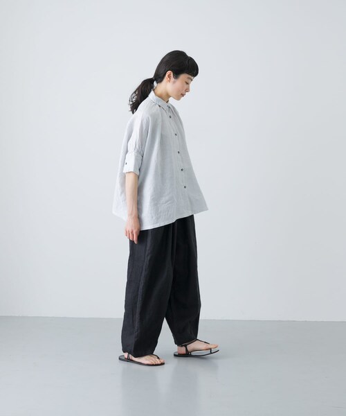 かぐれ(カグレ)の「Honnete Half-Sleeve Gather Shirts(シャツ/ブラウス・レディース・Ice Grey/Coral/Bk Choco・one)」の19枚目の写真
