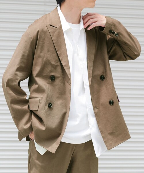 ITEMS URBANRESEARCH(アイテムズ アーバンリサーチ)の「『セットアップ対応』Linen Blend Double Jacket(テーラードジャケット・メンズ・CHA/IVO/BRN・M/L)」の3枚目の写真