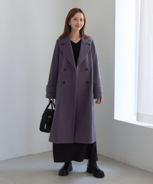 ROPE' PICNIC(ロペピクニック)の「JAPAN FABRIC ダブルチェスターロング丈ウールコート(チェスターコート・レディース・ブラック/グレー/ベージュ系/ラベンダー・F)」の16枚目の写真