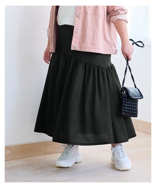 nissen（ニッセン）の「＜大きいサイズ＞美ラクRUタッチ下半身をすっきりカバーできる大人のデザインスカート（接触冷感・UVカット）（スカート・レディース・黒/チョコレートブラウン/ジャスパーグリーン・LL/3L/4L/5L/6L/8L/10L）」の19枚目の写真