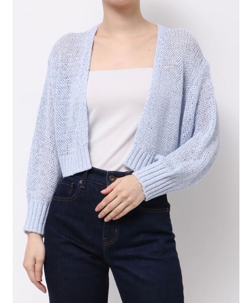 MERCURYDUO（マーキュリーデュオ）の「スカシ編ミラメコンボレロカーディガン（カーディガン/ボレロ・レディース・オフホワイト/ライトグレー/イエロー/アイスブルー・F）」の9枚目の写真