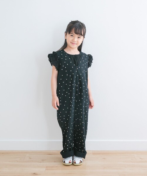 URBAN RESEARCH DOORS（アーバンリサーチドアーズ）の「『親子リンク』リネンレーヨンドットオールインワン(KIDS)（ワンピース・キッズ・NATURAL/BLACK・105/120/135）」の12枚目の写真