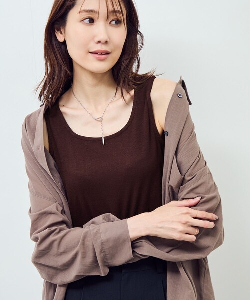 ROPE' PICNIC（ロペピクニック）の「ベーシックリブタンクトップ（タンクトップ・レディース・ブラック/オフホワイト/ブラウン/パープル系・M）」の22枚目の写真