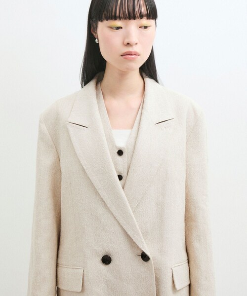 ADAM ET ROPE'（アダムエロペ）の「リネンMIXオーバージャケット（テーラードジャケット・レディース・キナリ/ベージュ・F）」の12枚目の写真