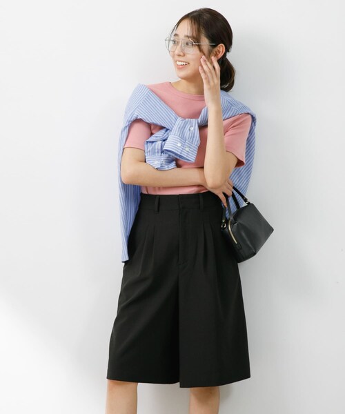 URBAN RESEARCH ROSSO（アーバンリサーチロッソ）の「『UR TECH DRYLUXE』F by ROSSO　タックハーフパンツ（その他パンツ・レディース・BLACK/BEIGE/MOCHA・36/38）」の11枚目の写真