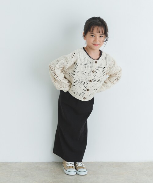 URBAN RESEARCH DOORS(アーバンリサーチドアーズ)の「『親子リンク』2WAYクロシェカーディガン(KIDS)(カーディガン/ボレロ・キッズ・NATURAL・120/135)」の7枚目の写真