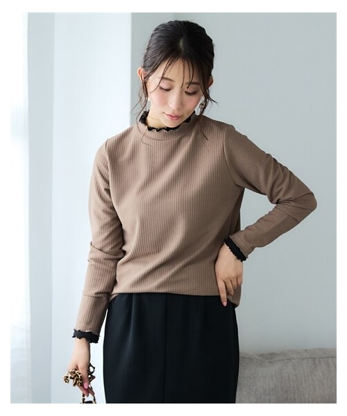 nissen（ニッセン）の「＜大きいサイズ＞配色メロウプチハイカットソートップス（Tシャツ/カットソー・レディース・ラベンダー×ピンク/黒×ラベンダー/モカ×黒/ネイビー×ダークブルー・L/LL/3L/4L/5L/6L/8L/10L）」の13枚目の写真
