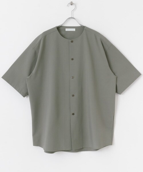 SENSE OF PLACE by URBAN RESEARCH(センスオブプレイスバイアーバンリサーチ)の「ノーカラーシャツ(5分袖)(シャツ/ブラウス・メンズ・GRAY/BEIGE/BLUE・S/M/L)」の11枚目の写真