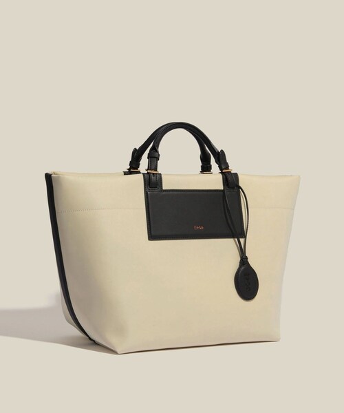 ROPE'（ロペ）の「【E'POR】【A4/PC対応・撥水加工・軽量】BOAT BAG Large（トートバッグ・レディース・ブラック/キナリ・F）」の2枚目の写真