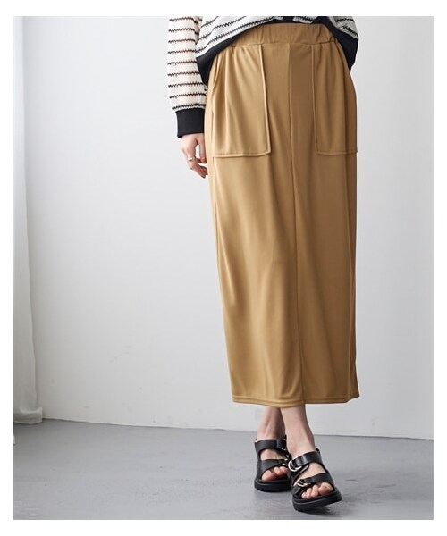 nissen（ニッセン）の「＜大きいサイズ＞汗染みしにくいひんやりポンチナロースカート（接触冷感・UVカット）（スカート・レディース・黒/モカ/サックスグレー・L/LL/3L/4L/5L/6L/8L/10L）」の7枚目の写真