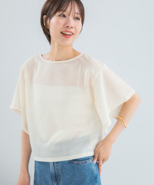 URBAN RESEARCH ROSSO（アーバンリサーチロッソ）の「スリットスリーブカラミカットソー（Tシャツ/カットソー・レディース・BROWN/IVORY/SAX・Free）」の6枚目の写真