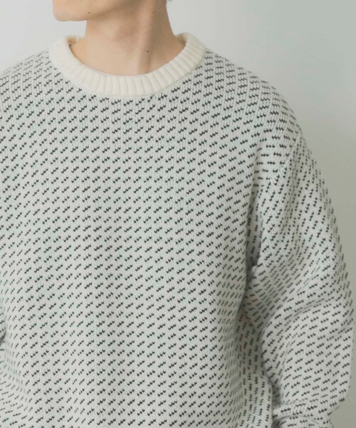 ITEMS URBANRESEARCH（アイテムズ アーバンリサーチ）の「マシンウォッシャブル バーズアイ クルーニット（ニット/セーター・メンズ・WHT/BGD/NVY/BLK・M/L）」の15枚目の写真