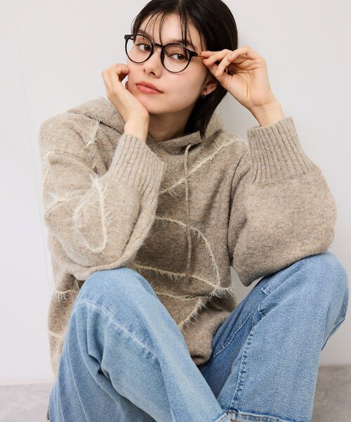 ROPE' PICNIC(ロペピクニック)の「コードリンキングニットフーディ(パーカー・レディース・チャコール/ベージュ・F)」の16枚目の写真