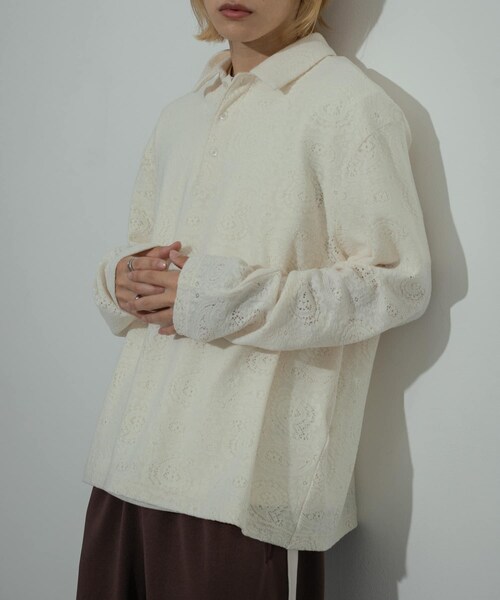 SENSE OF PLACE by URBAN RESEARCH（センスオブプレイスバイアーバンリサーチ）の「シアーペイズリーポロシャツ（ポロシャツ・メンズ・IVORY/CHARCOAL/BROWN・M/L）」の6枚目の写真