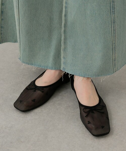 SENSE OF PLACE by URBAN RESEARCH（センスオブプレイスバイアーバンリサーチ）の「ハートチュールフラットシューズ（バレエシューズ・レディース・BLACK/BLK×RED/IVORY・S/M/L）」の13枚目の写真