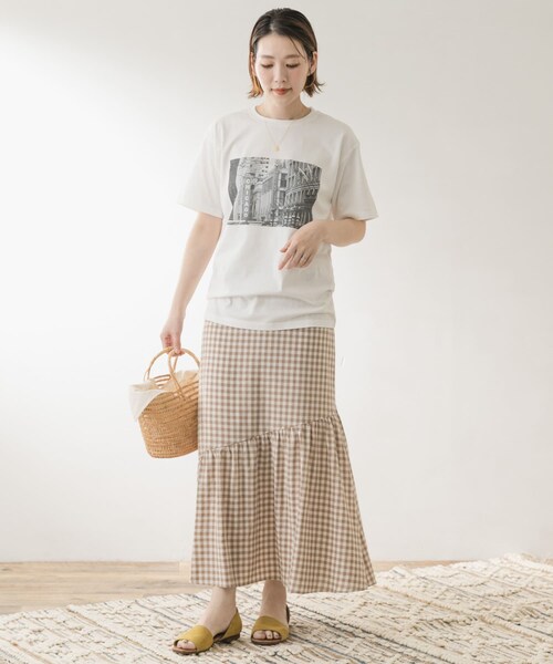 URBAN RESEARCH ROSSO（アーバンリサーチロッソ）の「F by ROSSO　ギンガムチェックマーメイドスカート（スカート・レディース・BEIGE/NAVY・36/38）」の6枚目の写真