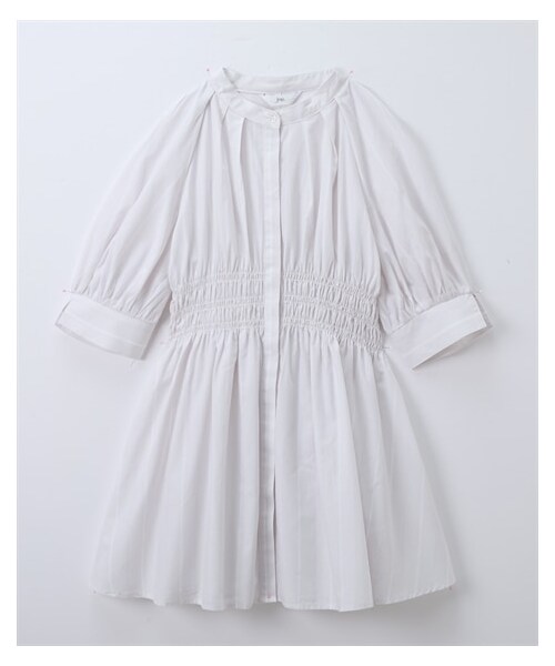 nissen（ニッセン）の「小さいサイズ　綿混シャーリングギャザーチュニック　低身長さん・小柄女性（シャツ/ブラウス・レディース・グレー/パープル/ネイビー・P1/P2）」の7枚目の写真