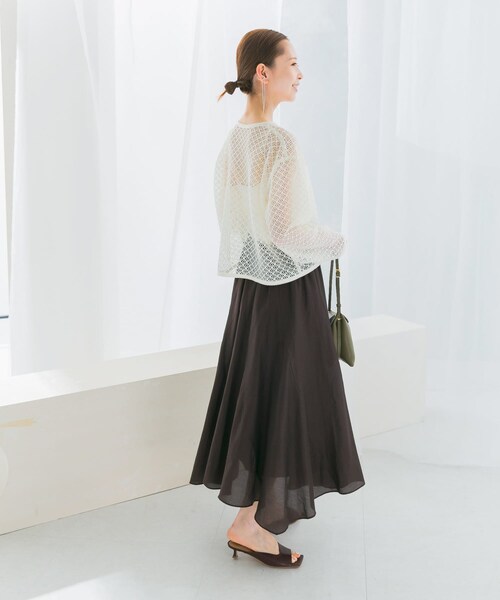 URBAN RESEARCH ROSSO（アーバンリサーチロッソ）の「コットンシルクヘムデザインギャザースカート（スカート・レディース・red/sax/darkbrown・FREE）」の7枚目の写真