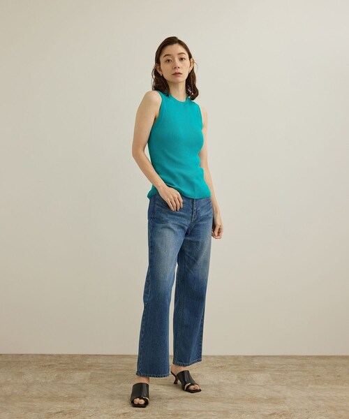 ROPE'（ロペ）の「【洗える】オーガニックコットンリブスリーブレスニット（ニット/セーター・レディース・ホワイト/ネイビー/ターコイズ・F）」の13枚目の写真