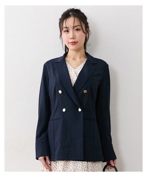 nissen（ニッセン）の「【大きい胸専用】バストが収まるダブルテーラードジャケット（ジャケット/アウター・レディース・ベージュ/ネイビー・FM/FL/FLL/F3L）」の2枚目の写真