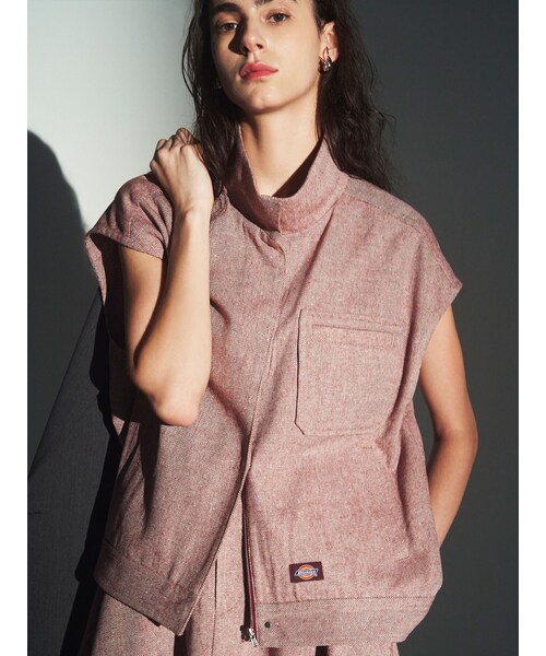 ELENDEEK（エレンディーク）の「【Dickies×ELENDEEK】STAND ZIP VEST（ベスト・レディース・グレー/ブラック/ボルドー・F）」の8枚目の写真